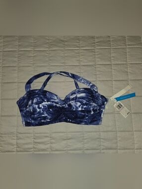 Bleu Rod Beattie-Blue Tie-Dye  Swim Top with Convertible Straps